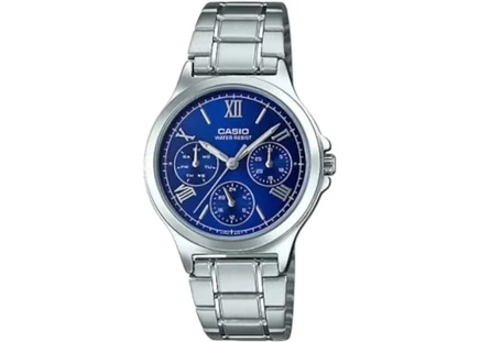 Женские часы Casio LTP-V300D-2A2 сталь, 32 мм, синий