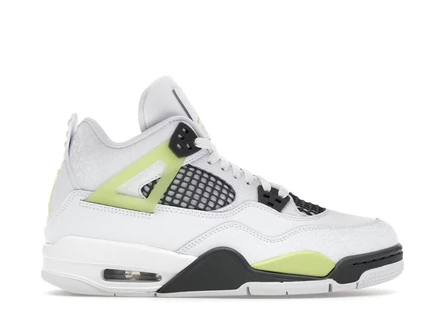 Детские кроссовки Jordan 4 Retro, бело-лимонно-серые