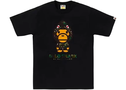 Мужская футболка Bape 1st Camo Milo Shark, черно-зеленая