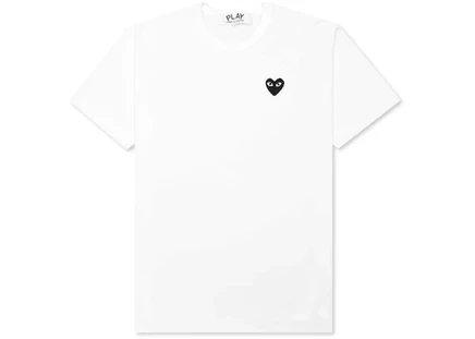 Унисекс футболка Comme des Garcons Play Black Emblem, белая