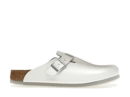 Унисекс сабо Birkenstock Boston Super Grip кожаные, белые