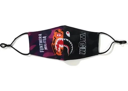 Мужская полумаска Bape Color Camo Tiger Shark, фиолетовая