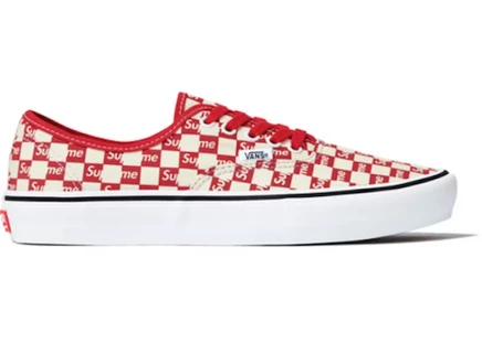 Мужские кеды Vans Authentic Supreme в клетку, красно-белые