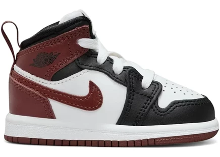Детские кеды Jordan 1 Mid Dark Pony, бело-чёрно-коричневые