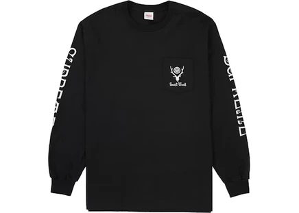 Мужской лонгслив Supreme SOUTH2 WEST8 с карманом, черный