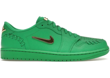Женские кроссовки Jordan 1 Low Lucky Green, зеленые/золотистые