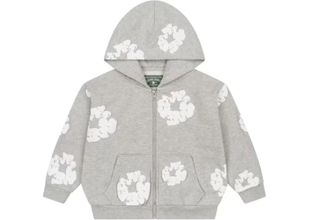Детское худи Denim Tears Cotton Wreath на молнии из хлопка, серое