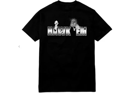 Мужская футболка Pop Smoke x VLONE Hawk Em с эффектом прожигания, черная