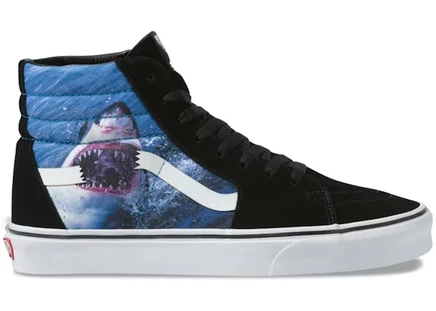 Мужские кеды Vans Sk8-Hi Discovery Shark Week, черно-белые