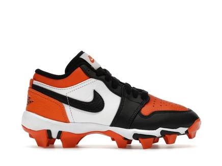 Детские кроссовки Jordan 1 Low Cleat (GS), оранжево-черно-белые