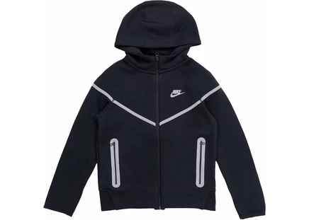 Детское худи Nike Tech Fleece, чёрно-серебристое