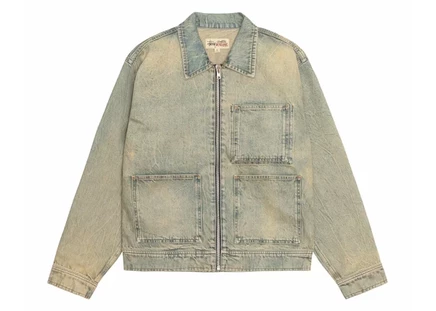 Мужская джинсовая куртка Stussy Denim Zip Work, Beach Wash