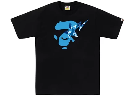 Мужская футболка Bape камуфляж с принтом Ape, черно-синяя