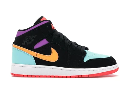 Детские кроссовки Jordan 1 Mid Multi-Color, черные