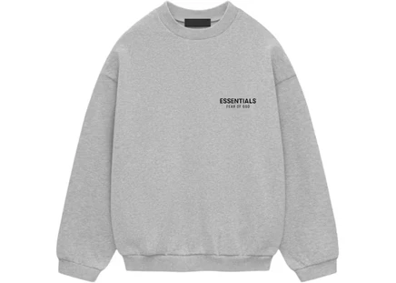 Мужской свитшот fear of god essentials, светло-серый меланж