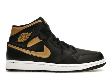 Мужские кроссовки Jordan 1 Mid, черно-золотые