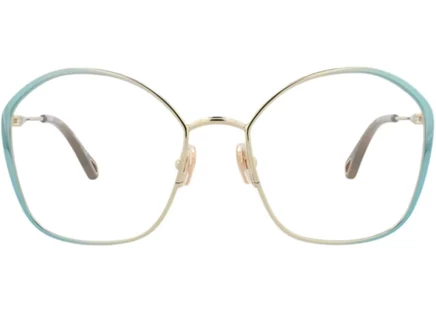 Женская оправа Chloe CH0017O круглая металлическая, голубая прозрачная