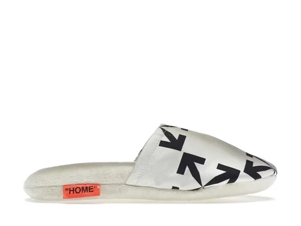 Унисекс тапочки Off‑White Arrow Pattern, белые/черные