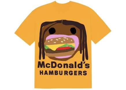 Мужская футболка Travis Scott x CPFM CJ Burger Mouth, золотистая