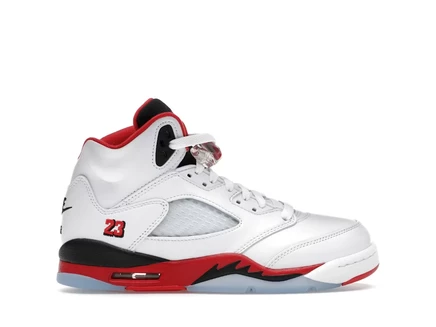 Детские кроссовки Jordan 5 Retro Fire Red, бело-красно-черные