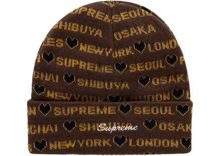 Supreme Hearts Beanie Brown brown