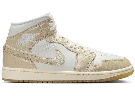Женские кроссовки Jordan 1 Mid SE, бело-золотые