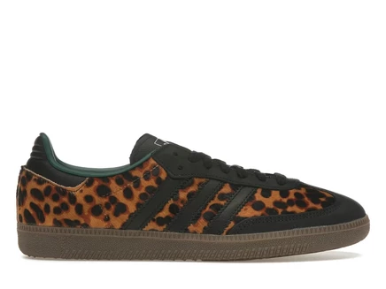 Женские кроссовки Adidas Samba OG, черные с леопардовым принтом