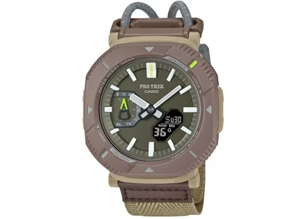 Мужские часы Casio ProTrek PRJ-B001B-5, корпус 46 мм из смолы, кварцевые, зеленый циферблат