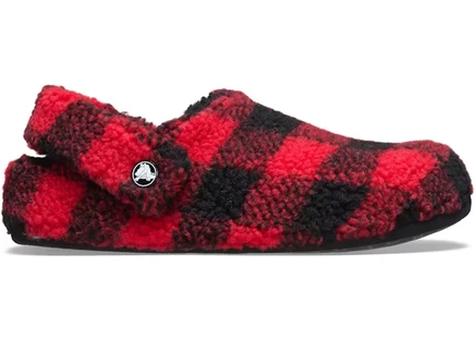 Мужские тапочки Crocs Classic Cozzzy, клетчатые, красные