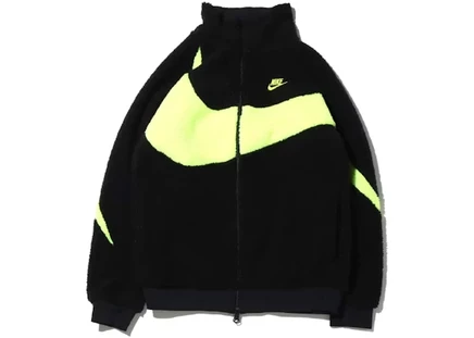 Мужская двусторонняя куртка Nike Big Swoosh Boa, черно-неоновая
