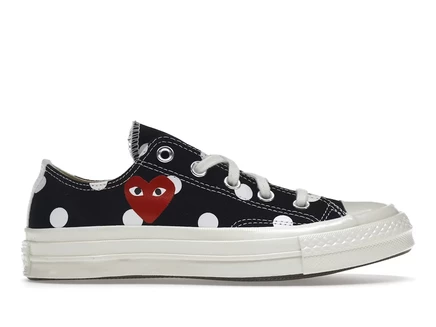 Мужские кеды Converse Chuck Taylor All Star 70 Ox Comme des Garçons Play Polka Dot, черные в горошек