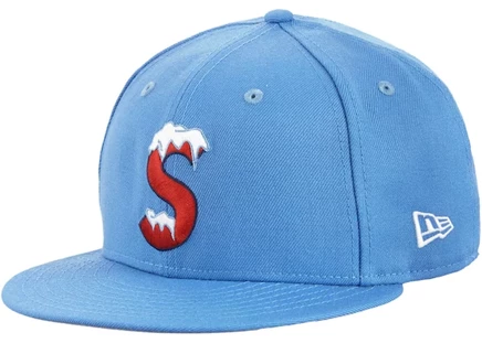 Унисекс кепка Supreme S Logo New Era, ярко-голубая
