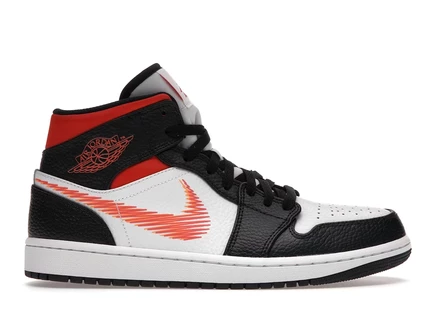 Мужские кроссовки Jordan 1 Mid Zig Zag Swoosh, бело-оранжево-черные