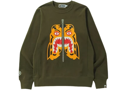 Свитшот Bape Tiger Crewneck FW21, оливковый