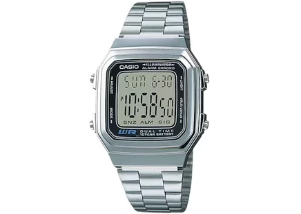 Мужские наручные часы Casio G-Shock A178WA-1, 34 мм, стальной браслет, кварц