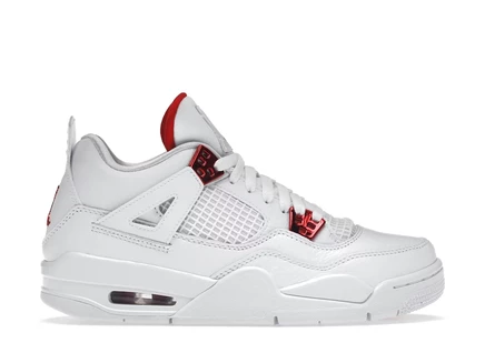 Детские кроссовки Jordan 4 Retro Metallic Red, бело-красные
