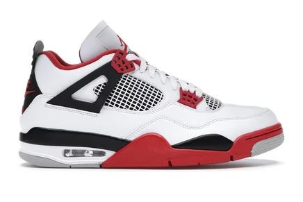 Мужские кроссовки Jordan AJ4 Retro Fire Red (2020), бело-черно-красные