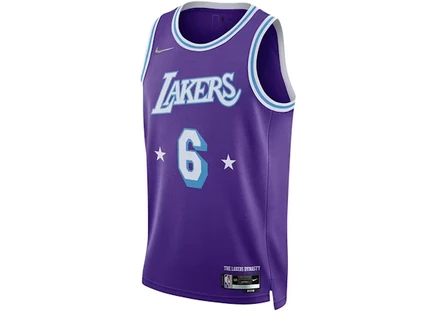 Мужская майка Nike Lakers LeBron James 6 Swingman Dri-FIT, фиолетовая