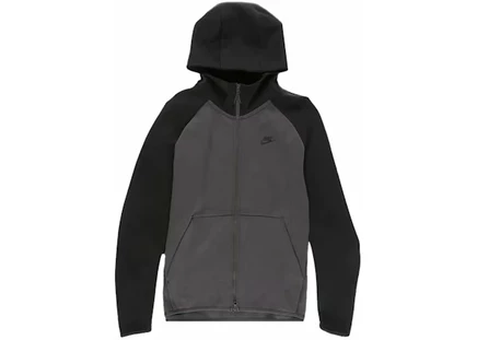 Мужское худи Nike Tech Fleece на молнии, черно‑серое