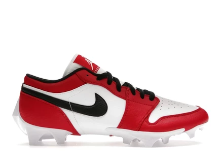 Мужские кроссовки Air Jordan 1 Low TD Cleat Chicago (2023), бело-черно-красные