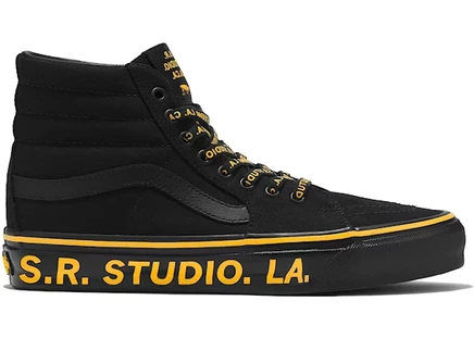 Мужские кроссовки vans sk8-hi 38, черно-оранжевые