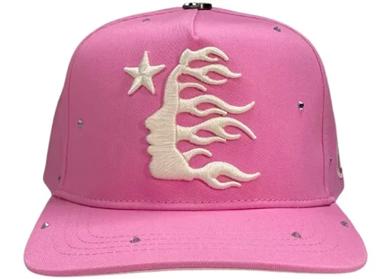 Мужская кепка Hellstar OG snapback со стразами, розовая