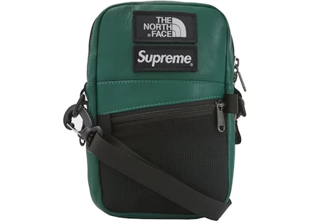 Унисекс сумка Supreme The North Face кожаная, темно-зеленая