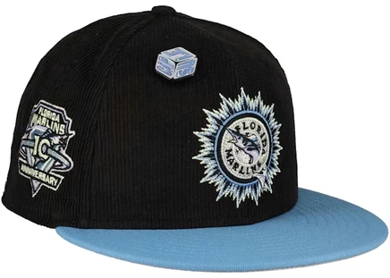 Мужская кепка New Era 59Fifty Florida Marlins, черно-серая