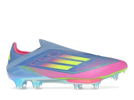Мужские бутсы Adidas F50+ Laceless FG, синие/лимонные/розовые