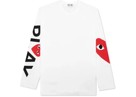 Унисекс футболка comme des garcons play red big heart, белая