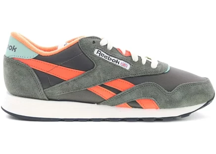 Мужские кроссовки Reebok Classic Nylon, темно-зеленые/оранжевые/кремовые