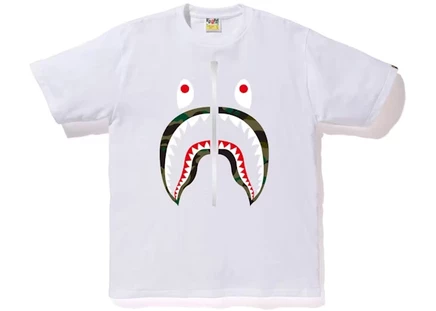 Мужская футболка Bape 1st Camo Shark, бело-зеленая