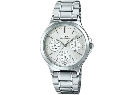 Женские часы Casio LTP-V300D-7A, корпус 33 мм, сталь, браслет стальной, серебристые