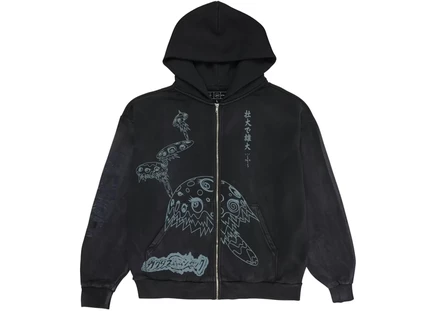 Travis Scott Cactus Jack x Fragment x Takashi Murakami Reborn Zip Hoodie Black black